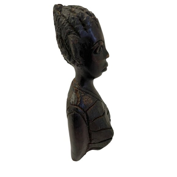 Woman Decorative Carved Chest Black Bust African Statue 5 1/3" x 2" - Picture 5 of 7